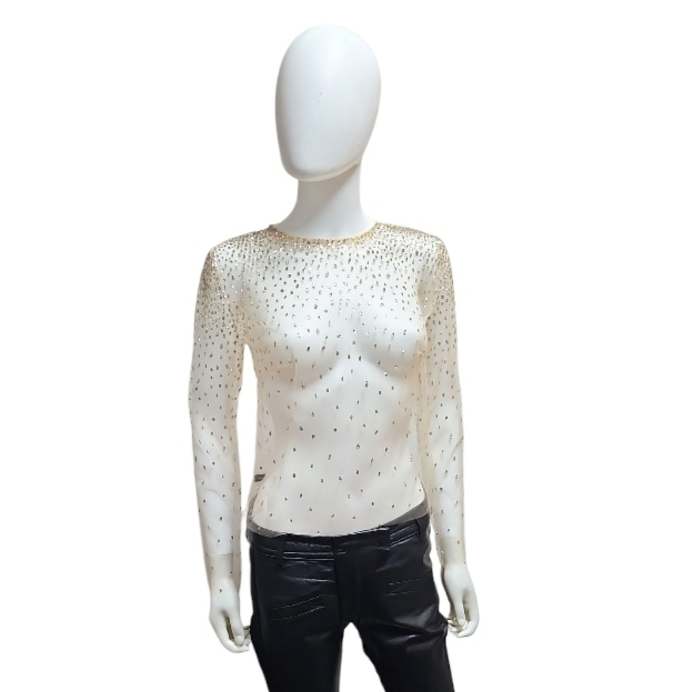 LIRIKA MATOSHI | Sheer Mesh Glitter Top in Size Small